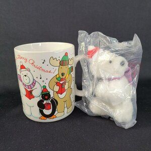 Cheer‎ Mug With Polar Bear Plush Christmas Tree Ornament Avon Gift Collection